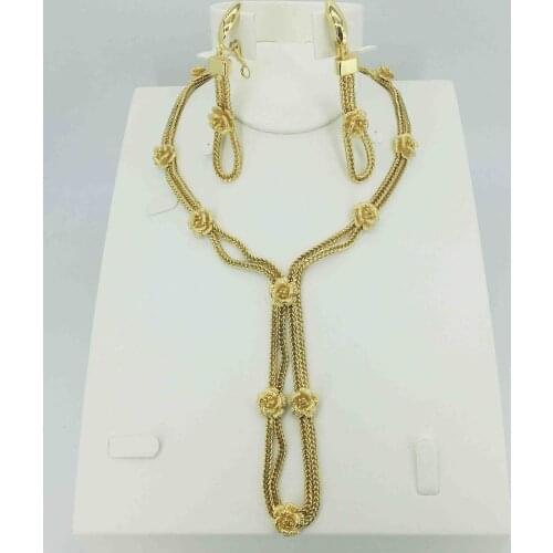 Wholesale new dubai gold jewelry womens fashion necklace boutique jewelry set wedding necklace 24k gold design necklace