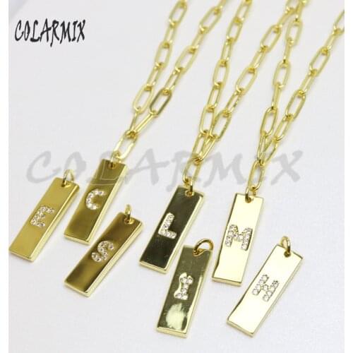 10 pieces New design alphabets necklace link chain necklace zircon jewelry 26 letters necklace for women 50988