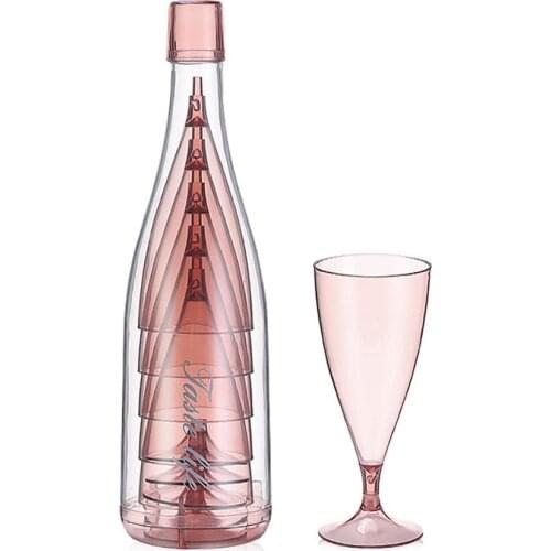 Plastic Champagne Flutes Set Of 5 Wine Glasses Reusable Portable Glass Toasting Cup Picnic