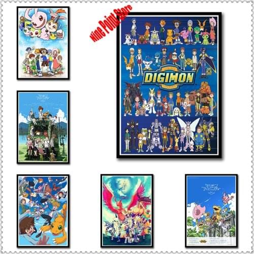 Digimon Adventure Tri Anime Coated paper Poster Print Yagami Taichi Agumon Pictures For Living Room Decor Gift