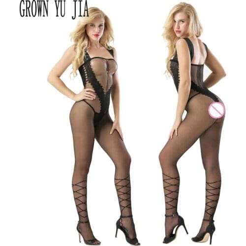 Sexy Sling Bodystocking Erotic Mesh Yarn Lingerie Teddy Hot Babydoll Perspective Catsuit Porno Open Crotch Bodysuit Fetish Body