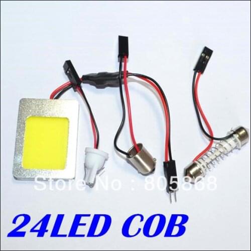 Car led panel light LED 4w Cob Chip 24led Led Car Interior Light T10 Festoon Dome Ba9s Adapter 12v Vehicle Panel