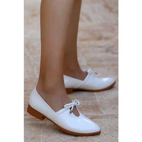 Ayakland 8328-101 Japanned Leather Daily Anatomical Women Casual Ballerina Shoes