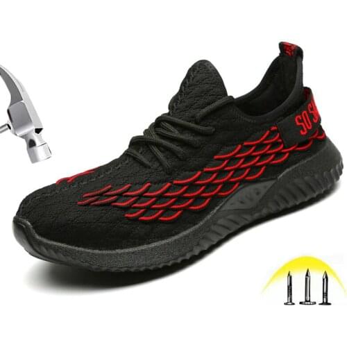 Comfortable Men Women Work Shoes with Steel Toe Summer Mesh Soft Breathable Industrial Construction Puncture Proof Safety Shoe
