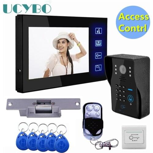 7" Lcd Video door phone intercom system RFID door access control kit outdoor camera Electric Strike Lock+wireless remote control