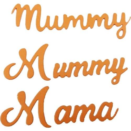 WYSE 3pc Mummy Mama Dies Mother Word Metal Cutting Dies Scrapbooking Alphabet Craft Die Cut for DIY Handmade Paper Card Template