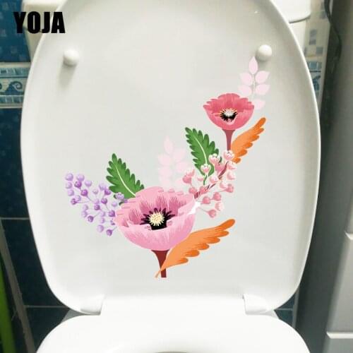 YOJA 21.3X22.4CM Delicate Cartoon Flower Home Decor Living Room Wall Sticker WC Toilet Seat Decal T1-1840