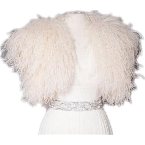 100% Real Ostrich Feather Fur Jacket Lady Women Evening Gown Wedding Dress Bridesmaid Wraps Shawls Brial Bolero