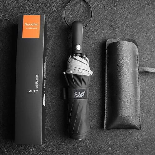 10 Bone Full Automatic Umbrella Business Big Black Fashion Business Umbrella Gift Women Black Windproof Business Gift B50