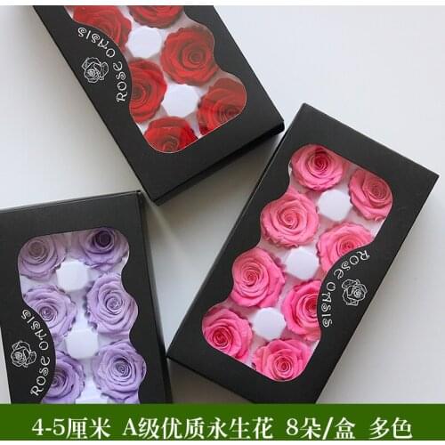 1box Boutique Grade a 4-5cm Eternal Rose Dried Flower Bridal Headdress wedding decoration Valentines Day Party