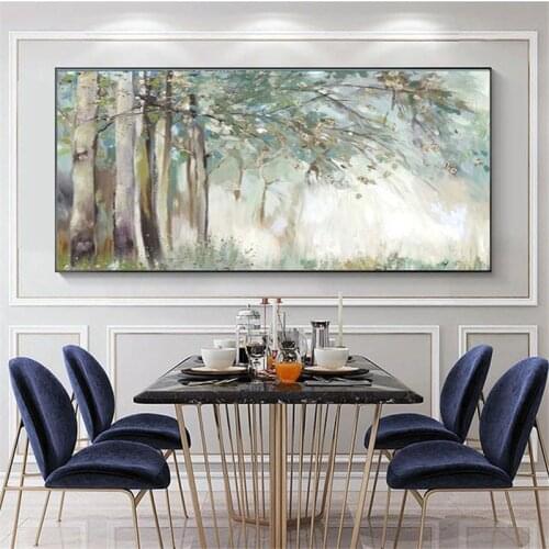 100% Hand-Painted Modern Abstract Gold Leaf Painting Art Oil Painting On Canvas Living Wall Art Forest Spring Birch Tree