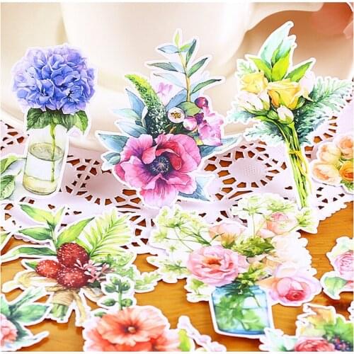 15pcs Creative Cute Self-made Flowers Scrapbooking Stickers /Decorative Sticker /DIY Craft Photo Albums/trunk sticker kawaii