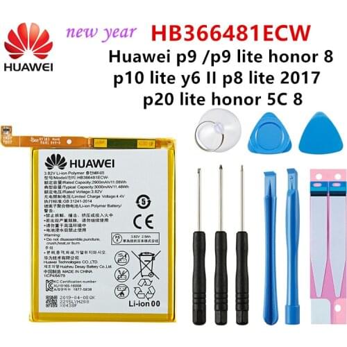 2021 Year 100% Orginal Huawei HB366481ECW Battery For HUAWEI p9 /p9 lite honor 8 p10 lite y6C p8 lite 2017 p20 lite honor 5C G9