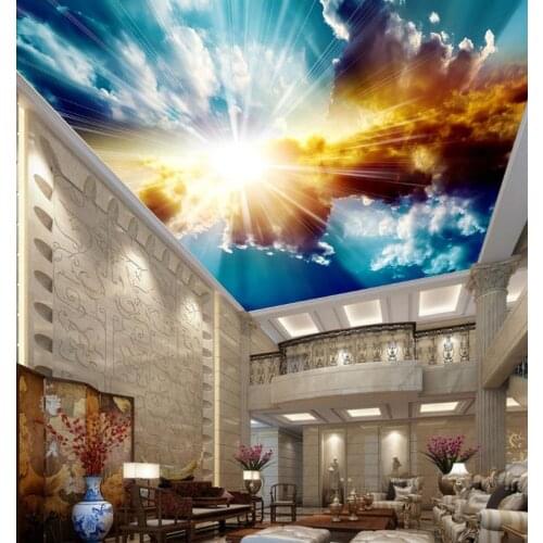 Customize 3d ceiling wallpaper Living room bedroom Blue sky and white clouds ceiling wall papers home decor