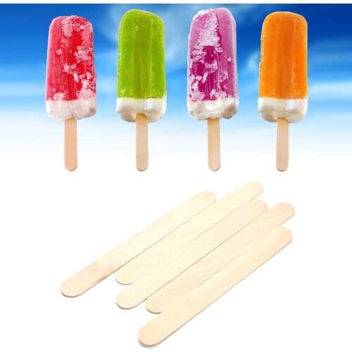 50Pcs/Lot Colored Wooden Popsicle Sticker Natural Wood Ice Cream Sticks Kids DIY Hand Crafts Art Ice Cream Lolly Cake Tools