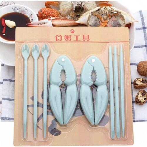 8Pcs/set Walnut Nut Crackers Lobster Crab Claw Cracker Shell Opener Plastice Kitchen Seafood Walnut Eating Tools Kits Nutcracker
