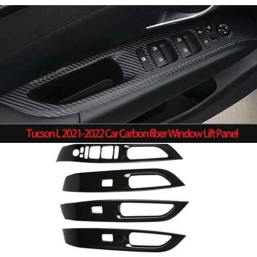 Car Carbon Fiber Pattern Window Lift Panel Car Interior Armrest Panel Glass Lift Switch for Hyundai Tucson L 2021-2022