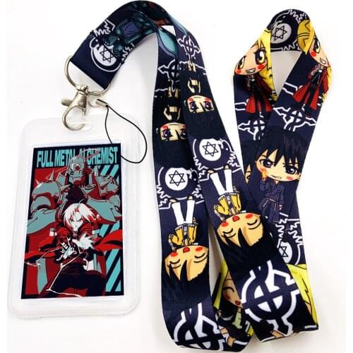 Anime Fullmetal Alchemist keychain Neck straps Lanyards for keys ID Card Pass Gym Mobile Phone USB badge holder Case Cover