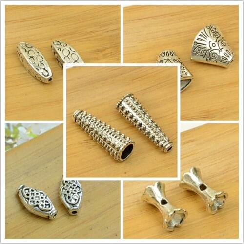 Tube/pipe shape small hole bead antique silver alloy charm fit jewelry making wholesale accessories findings bracelet necklace