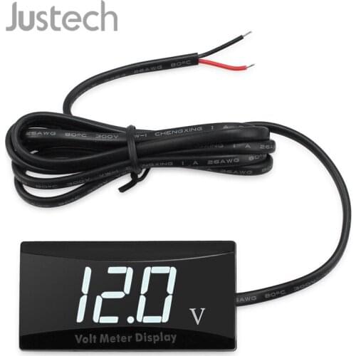 Justech LED Display Digital Voltmeter For Car Auto Motorcycle Bike Waterproof Dustproof Shockproof Panel Voltage Volt Meter 12V