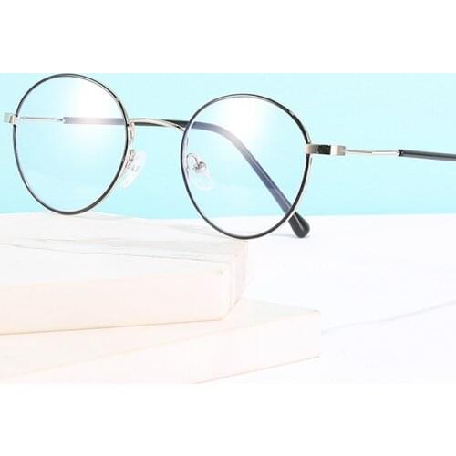 Elbru Metal Small Round Frame Anti-blue Light Myopia Glasses Simplicity Ultra Light High Definition Comfortable Myopia Glasses