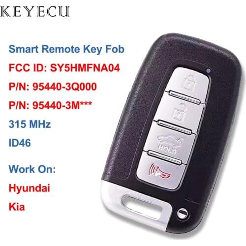 Keyecu Smart Remote Car Key 4 Buttons 315MHz ID46 for Hyundai Elantra Genesis Vetoster Kia Optima 2011-2017 FCC ID: SY5HMFNA04