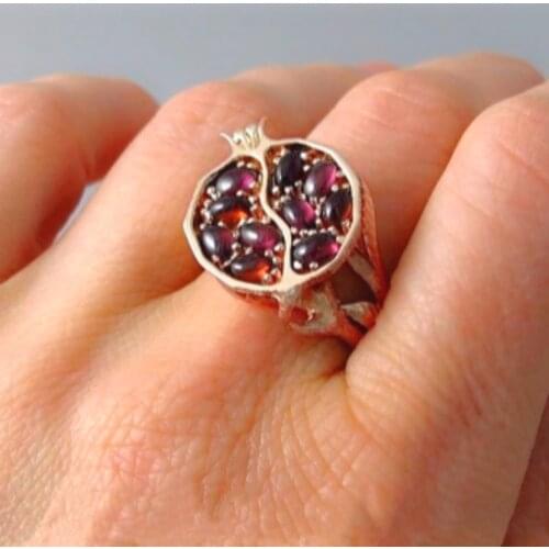 Pomegranate Ring Jewelry Vintage Red Garnet Ring Garnet Ring for Men Gift New