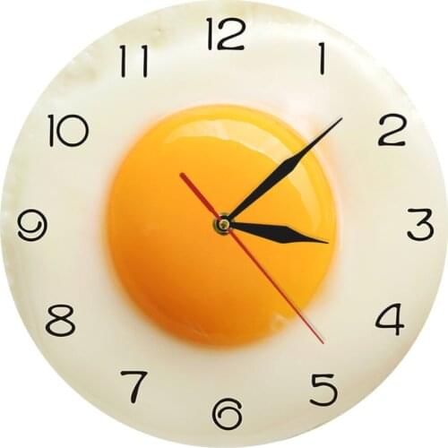 Creative Wall Clock Poached Egg Shape Clock Living Room Decor Battery Powered