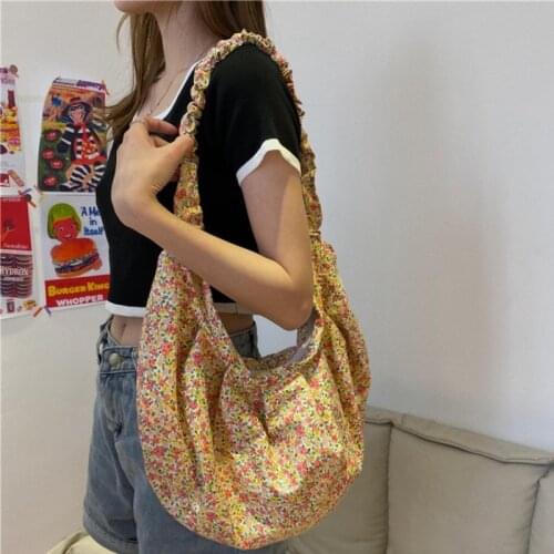Sweet Floral Hobos Shoulder Bags Women Casual Canvas Messenger Bag Lady Large Capacity Tote Vintage Big Purses Female Sac 2021