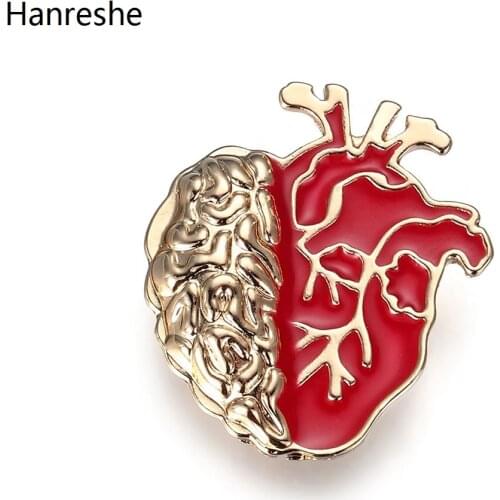 Fashion Brain Heart Enamel Brooch Pin Quality Exquisite Small Brooches Jewelry Accessories Medical Badge Gift For Doctors Nurses