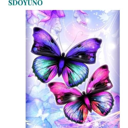 SDOYUNO 60x75cm Paint By Numbers Kits Frameless DIY Animals Oil Painting By Numbers On Canvas Butterfly Hand Painting Home Numbe