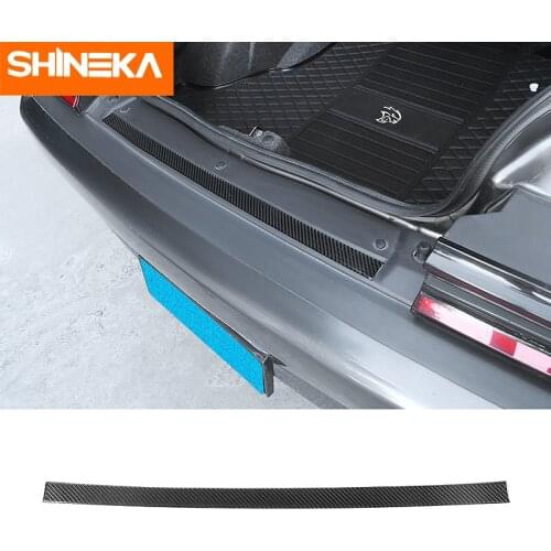 SHINEKA Soft Carbon Fiber Stickers Car Rear Bumper Guard Plate Protector Cover Accessories for Dodge Challenger 2015-2019