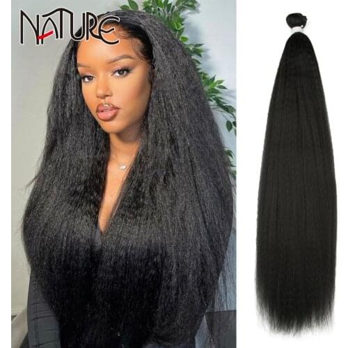 Nature Afro Kinky Straight Hair Bundles Coarse Yaki Ponytail Hair Extensions Ombre Blonde Natural Hair Synthetic 32 Inch Weave