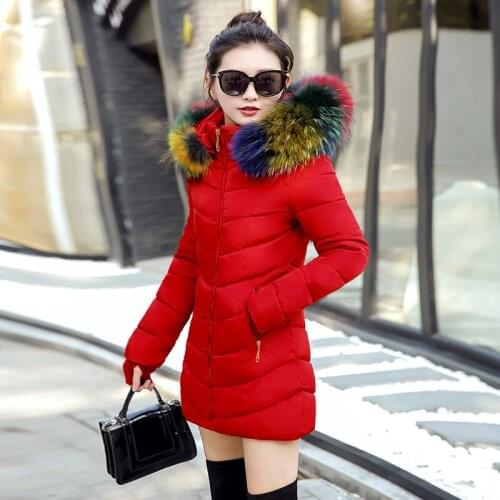 2020 New Fashion Winter Jacket Women Big Fur Belt Hooded Thick Down Parkas Female Jacket Warm Winter Coat Slim Long Outwear