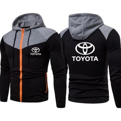 2021NEW Men hooded sweatshirt jackets Cotton Toyota car logo jackets tops Stitching color Harajuku Men sweatshirt jackets