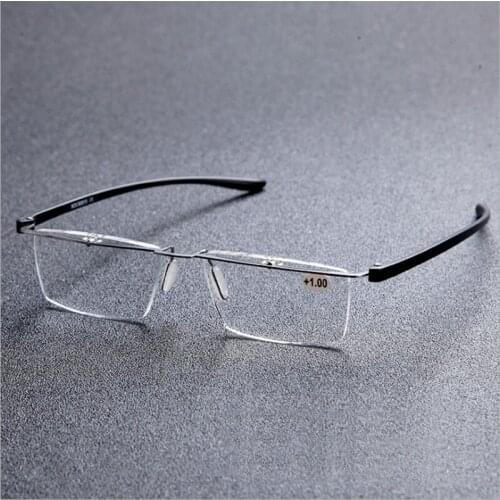 Red and Black Browline Alloy Rimless Optical Reading Glasses for Men and Women Reading Eyeglasses +1.00 +1.50 +2.00 +2.50 +3.00