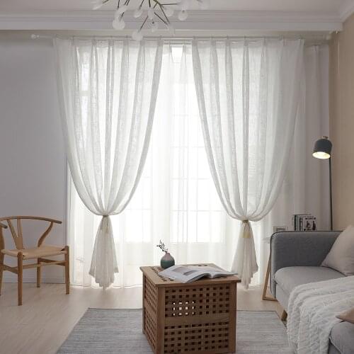 Solid White Tulle Window Curtains Living Room Gauze Pinch Pleated Window Treatments Bedroom Modern Sheer Voile Kitchen Drapes