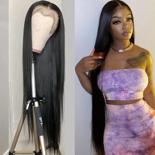 180 250 Density 13x4 Lace Front Human Hair Wigs Pre Plucked Brazilian Straight Remy 30 40 inch Lace Frontal Wig For Black Women