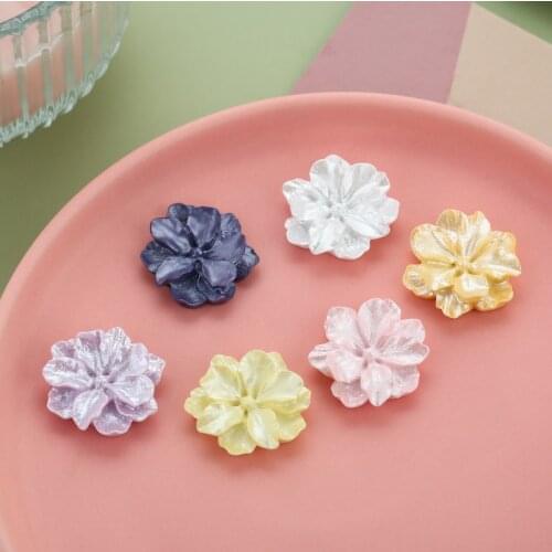 Pearlescent Gentle Flower Resin Patch Retro Camellia Banmaru DIY Handmade Hair Clip Earrings Earrings Material Accessories