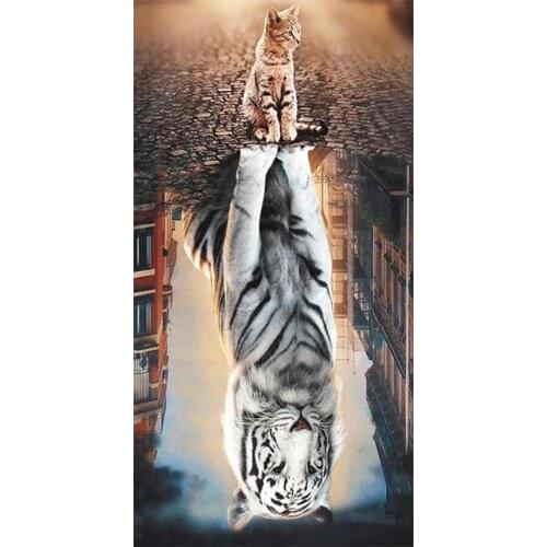 Pintura de diamante 5D, joyería de bricolaje, bordado de diamantes hecho a mano de tigre, punto de cruz