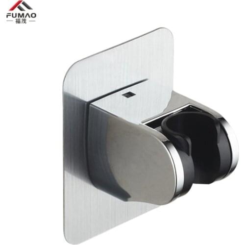 FUMAO Adjustable Self-adhesive Handheld Suction Up Chrome Polished Showerhead Holder Wall Mounted Bathroom Shower Holder Bracket