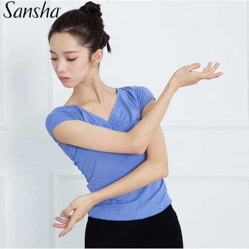 Sansha Adult Women Lady Modal Tops Ballet Dance Cap Sleeve Cloth Comfortable Drawstring Chest Dancewear Yoga Gym 70BO1005R