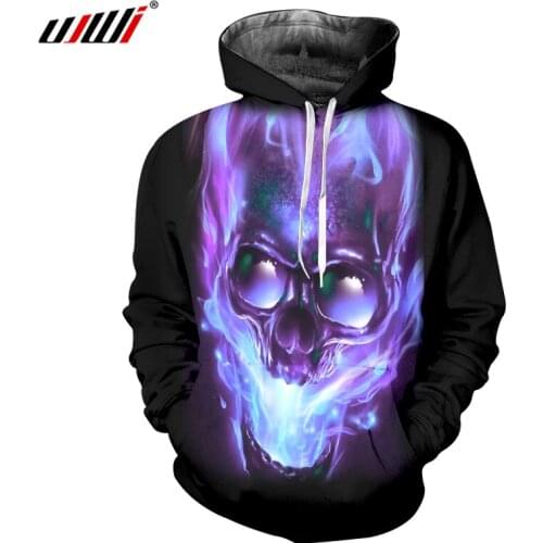 UJWI 3d Skull Sweatshirt Hoodie Male Hip Hop Streetwear Wholesale Hoodies Black Men Autumn Harajuku Long Sleeve Pullovers