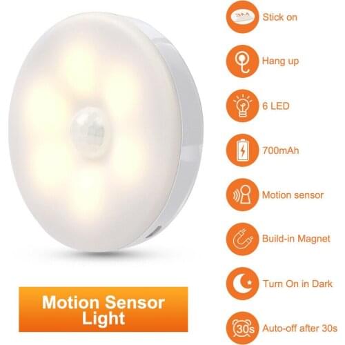 LED Motion Sensor Night Light USB Rechargeable Bedroom Stair Hallway Smart Wireless Magnetic Lamps For Livingroom