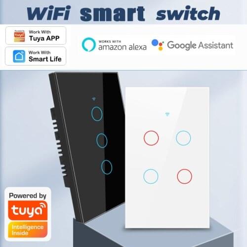 Tuya WiFi+Bluetooth-compatible Smart Touch Switch Home Light Wall Switch Support Alexa Google Home Smart Life App Single Fire