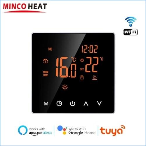 Minco Tuya WiFi Smart Thermostat, Electric floor Heating Water/Gas Boiler Remote Controller, Mirror Glass Screen