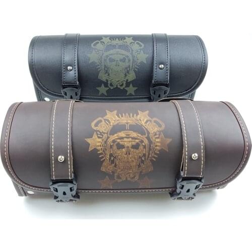 Universal Motorcycle Saddle Bags PU Leather Motorbike Leather Side Storage Tool Pouch Front Luggage Bag For Harley Davidson