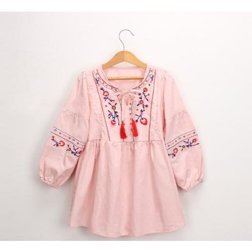 Spring And Autumn Girls' Dress European American Long-Sleeved Embroidery Sweet Princess Dress Baby Kids ChildrenS Clothing