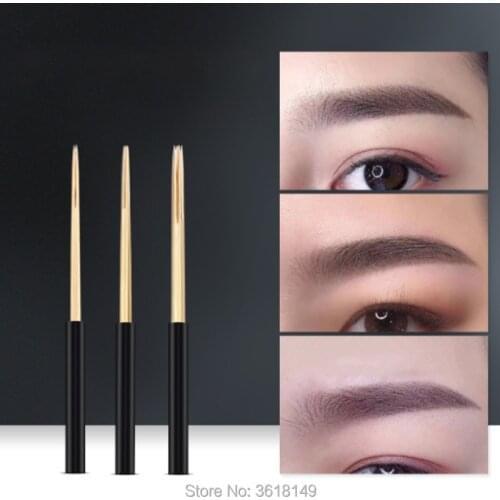 500pcs Golden Tattoo Needles Round 3RL 5RL for Embroidery Fog Eyebrow Lip Microblading Needles for Lamina Tebori for Manual Pen