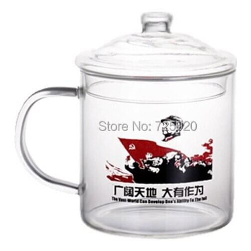 1PC 700ml Large capacity personality glass cup Nostalgic urn tea cups with cover creative revolution chinese style JO 1036
